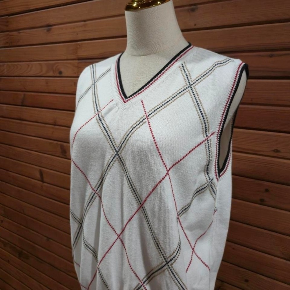 90s Womens Size XL Academia Preppy Argyle Sweater Vest Golf Knit Schoolgirl